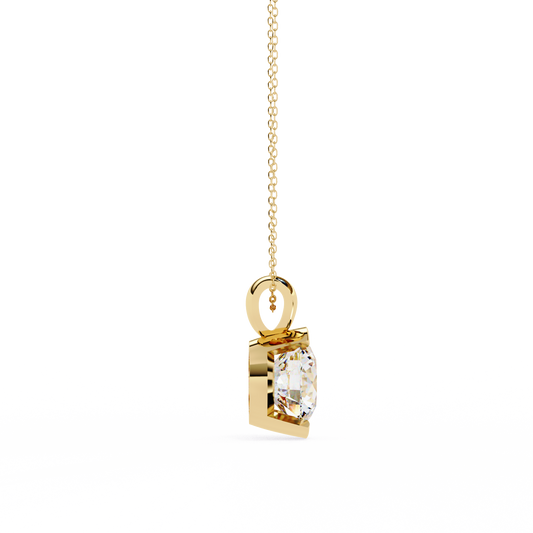 Contemporary Round Solitaire Partial Bezel Set Pendant - view 2