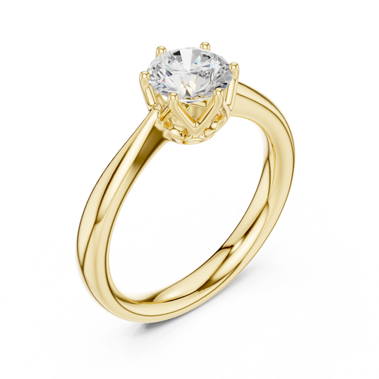Round Cut Brilliant Six Prong Lab Diamond Cathedral Solitaire Ring - view 2