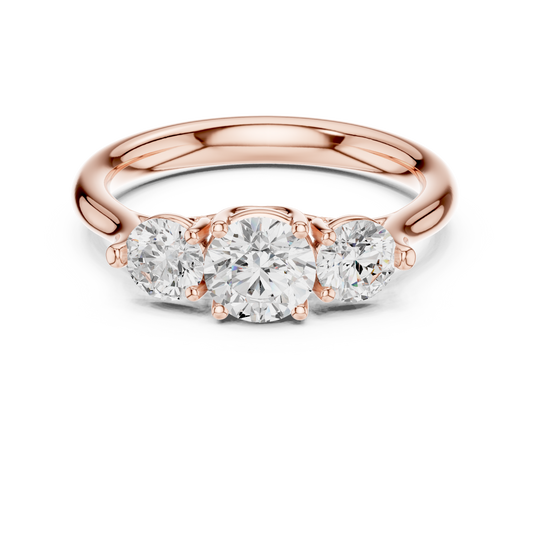 Round Brilliant Cut Three Stone Lab Diamond Engagement Ring - view 2