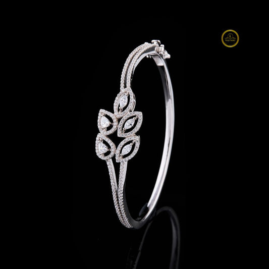 Pear and Marquise Accents Sparkling Floral Motif Bracelet - view 2