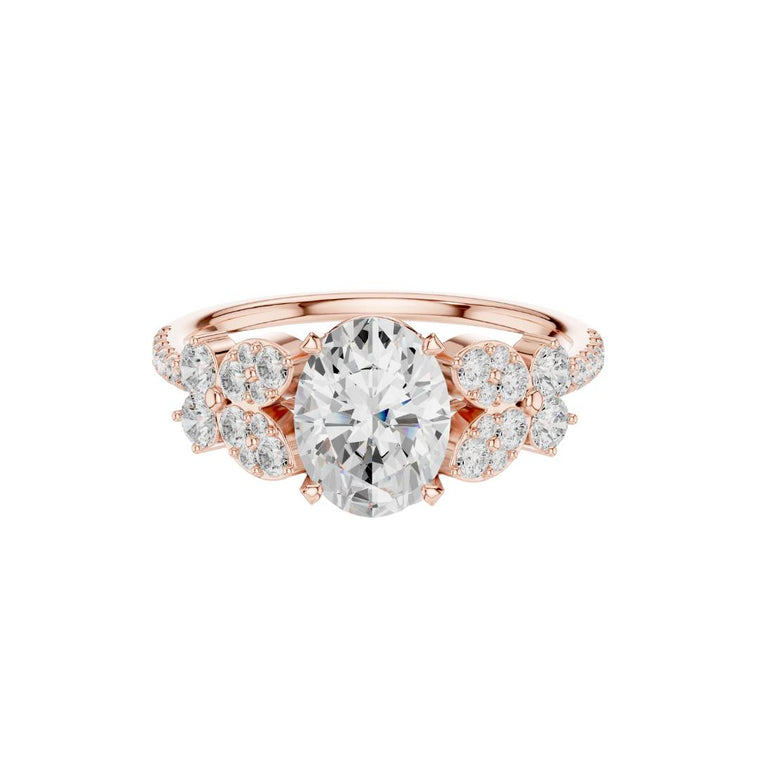 Oval Moissanite Cluster Setting Engagement Ring - view 2