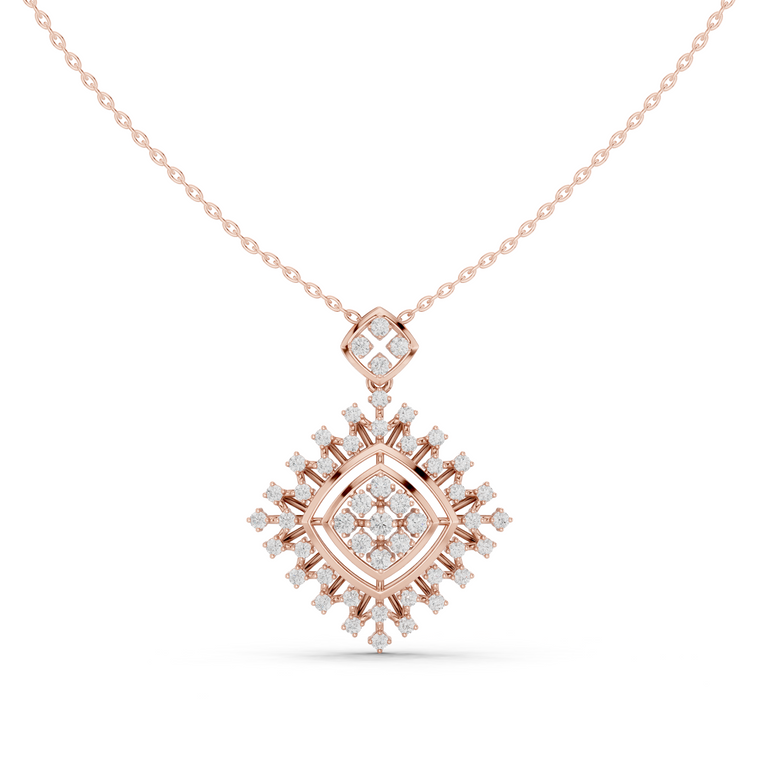 Round Geometric Square Pendant Necklace - view 2