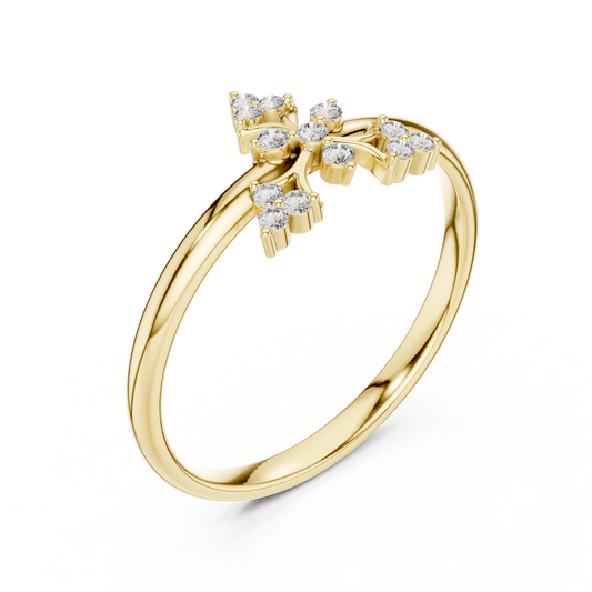 Round Floral Cross Cluster Engagement Ring - view 2