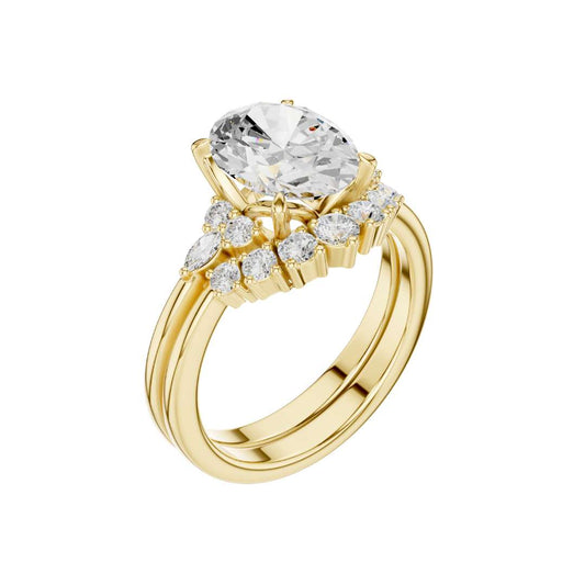 Oval Cut Lab Diamond Ring with Floral Inspired Halo - view 4