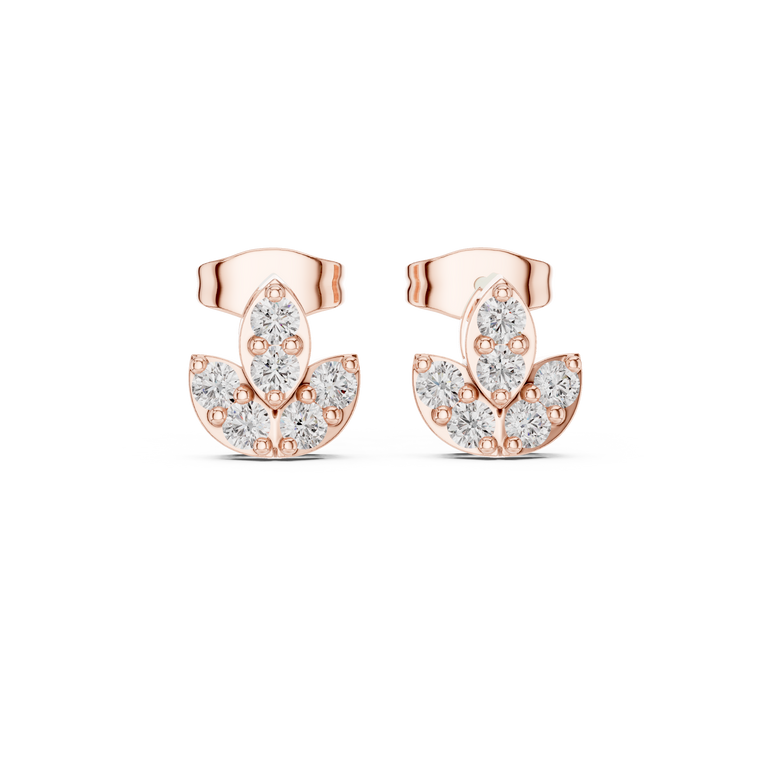 Lotus Bloom Round Cut Layered Petal Cluster Earrings - view 2