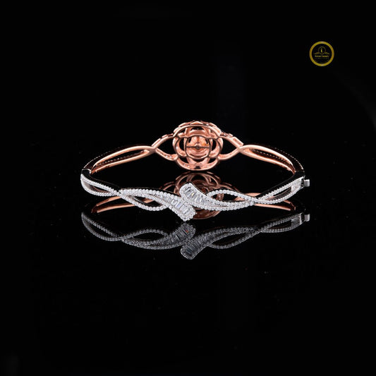Round Cut Twisted Crossover Bangle Bracelet - view 2