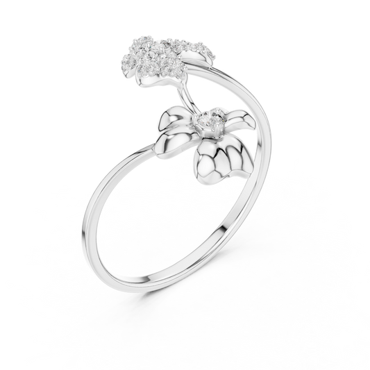 Round Moissanite Floral Open Wrap Ring - view 4
