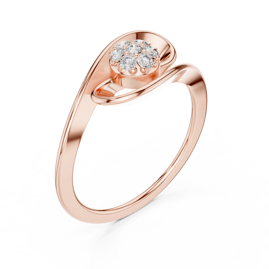 Round Moissanite Cluster Abstract Swirl Statement Ring - view 3