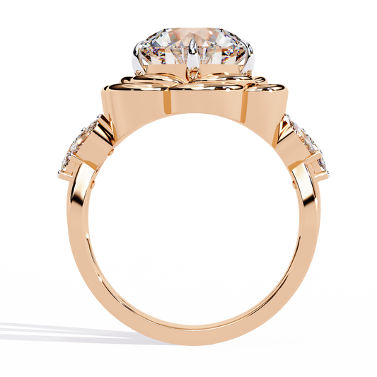 Floral Halo Round Cut Solitaire Wedding Ring - view 3