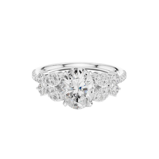 Oval Moissanite Cluster Setting Engagement Ring - view 3