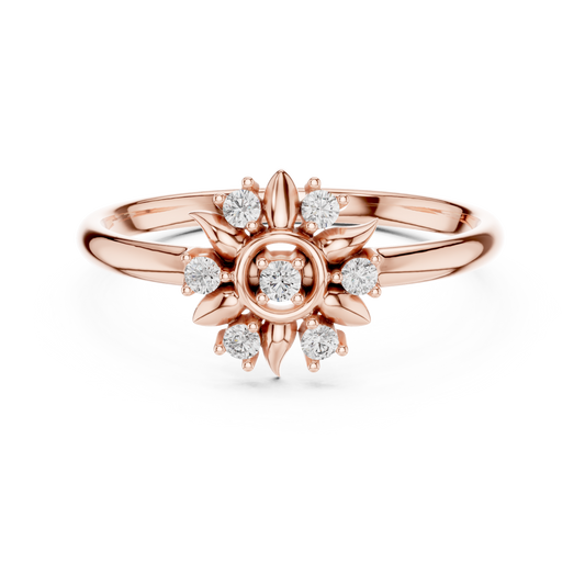 Round Moissanite Sunburst Floral Engagement Ring - view 2