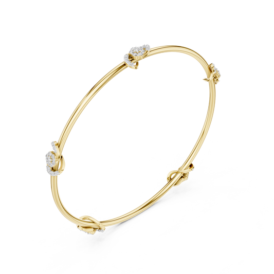 0.51 TCW Floral Round Lab Grown Diamond Bangle Bracelet - view 4