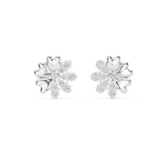 Floral Blossom Round Mixed Petal Stud Earrings - view 3