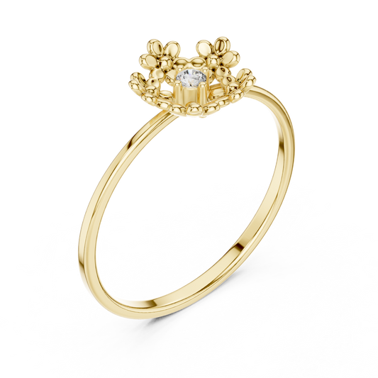 Round Moissanite Floral Cluster Bezel Set Ring - view 2