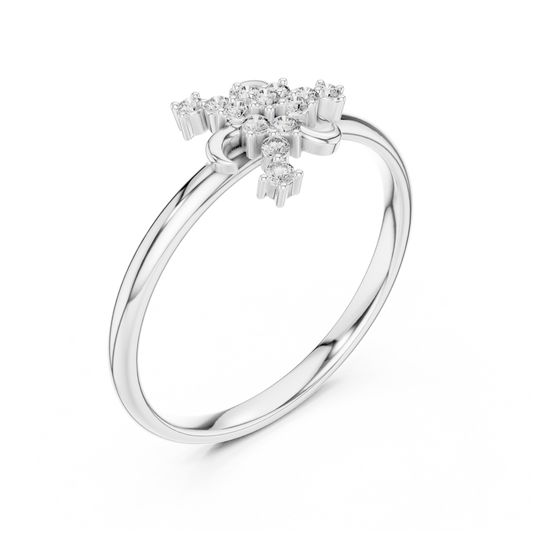 Diamond Floral Cluster Ring with Round Moissanite Stones - view 4