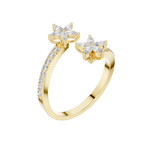 Double Marquise Flower Open Wrap Lab Diamond Promise Ring - view 4