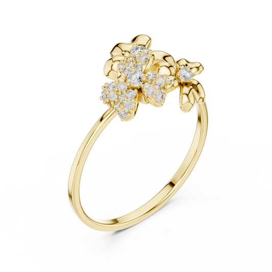 Round Moissanite Floral Cluster Statement Ring - view 2
