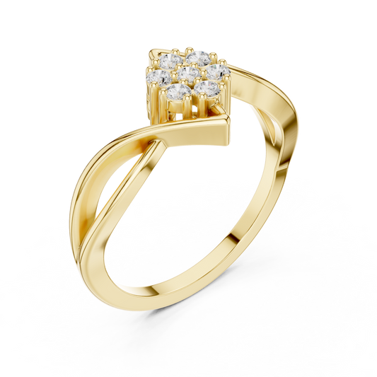Bloom Round Lab Diamond Cluster Ring with Twisted Band Design - view 2