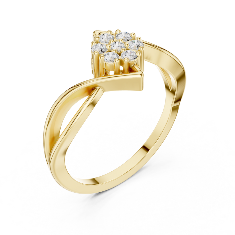 Bloom Round Lab Diamond Cluster Ring with Twisted Band Design - view 2