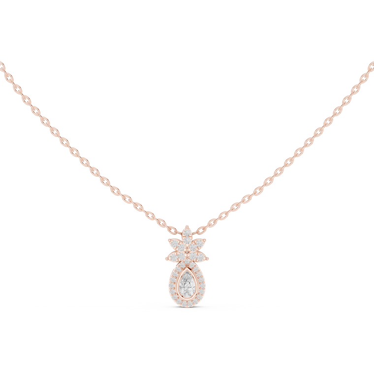 Lotus Motif Statement Charm Featuring Pear Pendant - view 2