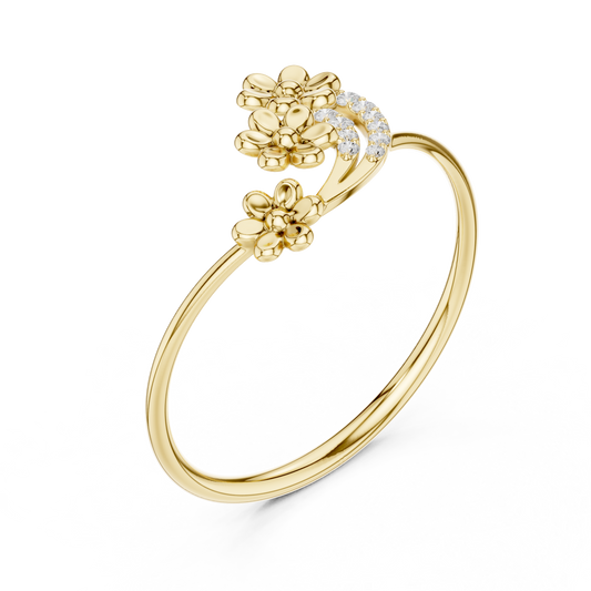 Round Lab Diamond Floral Wrap Promise Ring - view 2