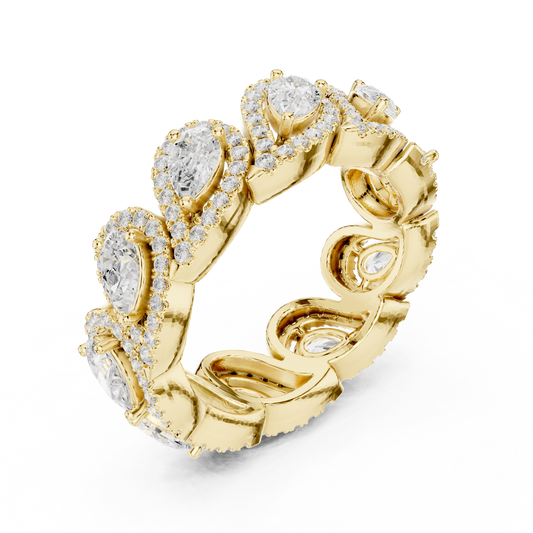 Pear Cut Halo Eternity Lab Diamond Statement Band Ring - view 4