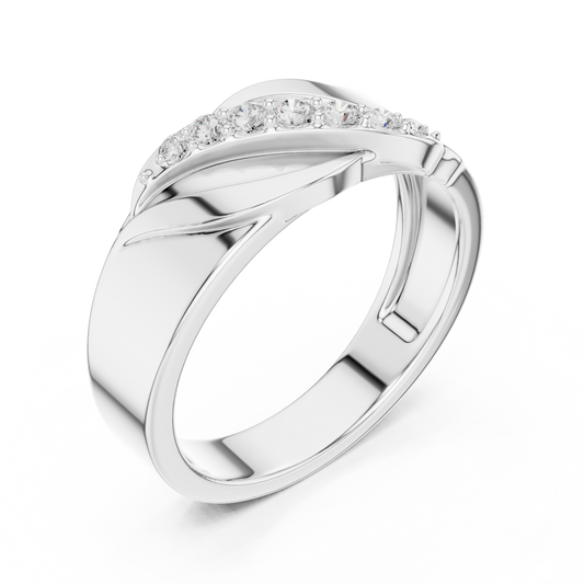 Round Cut Lab Grown Diamond Men's Modern Curved Accent Wedding Ring - view 4