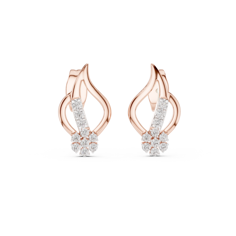 Imperial Flame Curve Round Open Cluster Earrings - view 2