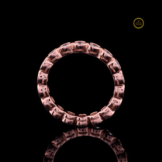 Round Moissanite Bezel Set Eternity Wedding Band Ring - view 4