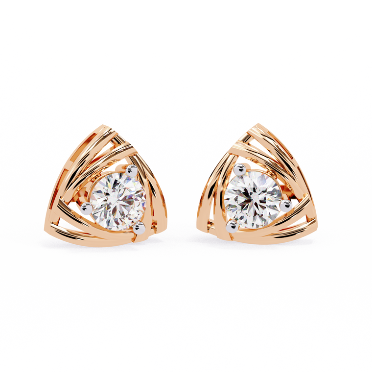 Triangle Studs with Cutout Swirl Detailing - view 2