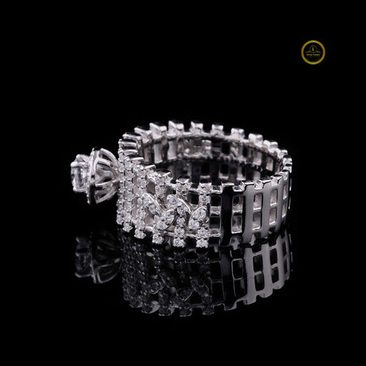 Round Moissanite Ladder Pave Statement Ring - view 3