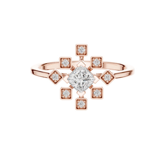 Princess Cut Moissanite Starburst Bezel Engagement Ring - view 2