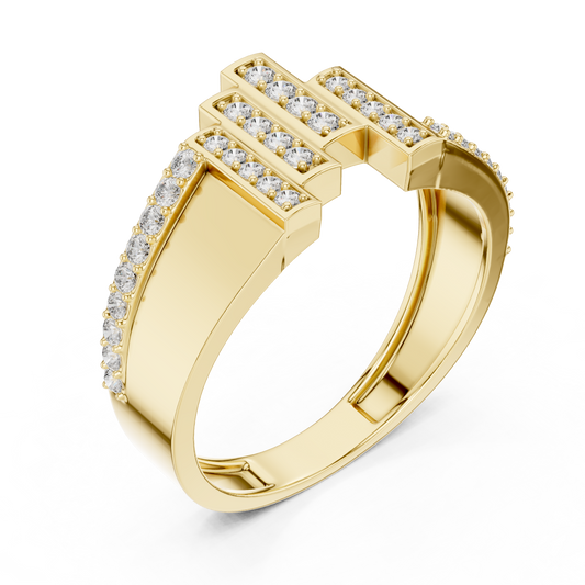 Round Cut Lab Grown Diamond Men's Equalizer Pave Statement Ring - view 4