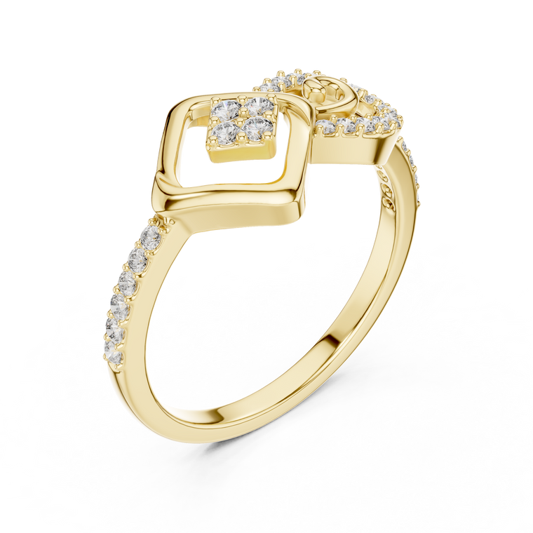 Round Cut Lab Diamond Ring With Swirl Pave Band - view 2
