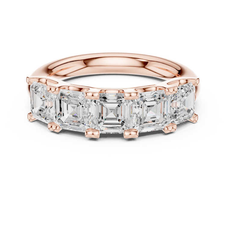 Asscher Cut Lab Diamond Half Eternity Wedding Band - view 2