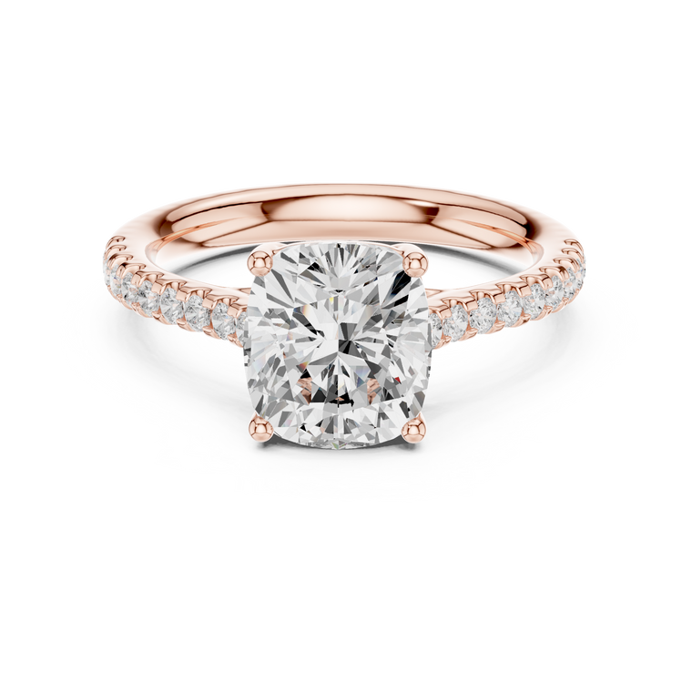 Cushion Cut Lab Diamond Cathedral Pave Engagement Ring - view 2