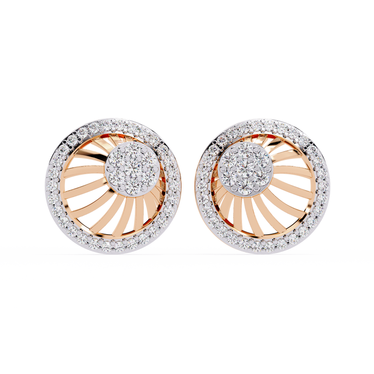 Radiant Sunburst Stud Earrings with Sparkling Cluster - view 2