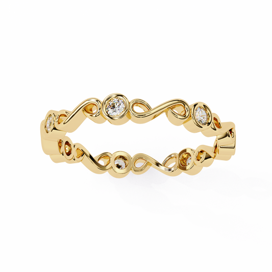 Infinity Bezel Set Round Lab Diamond Wedding Band Eternity Ring - view 2