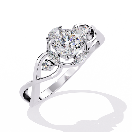 Round Lab Diamond Infinity Twisted Band Ring With Marquise Diamond - view 4