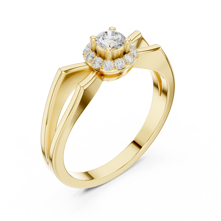 Halo Set Round Moissanite Split Shank Engagement Ring - view 2