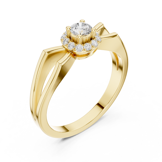 Halo Set Round Moissanite Split Shank Engagement Ring - view 2