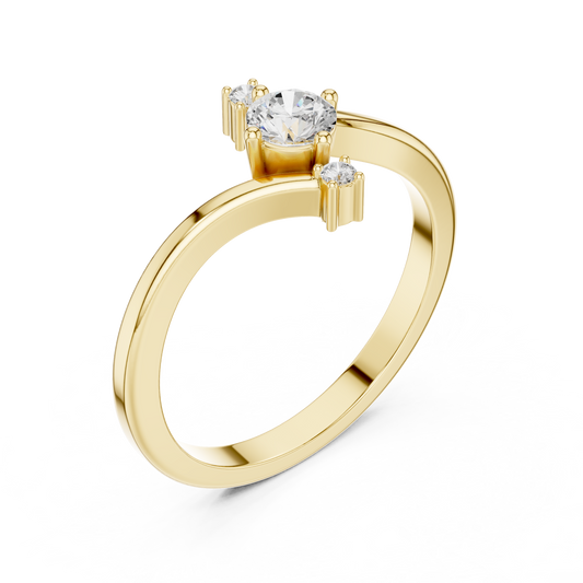 Round Contemporary Moissanite Bypass Ring - view 2