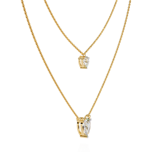 Layered Pear Cut Double Pendant Necklace - view 4