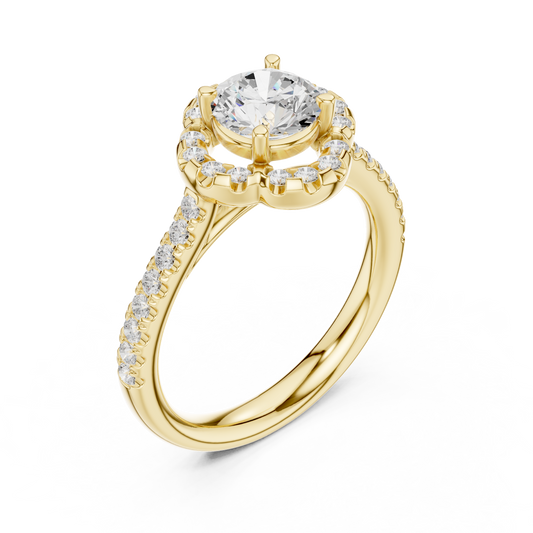 Round Brilliant Floral Halo Lab Grown Diamond Ring for Women - view 4