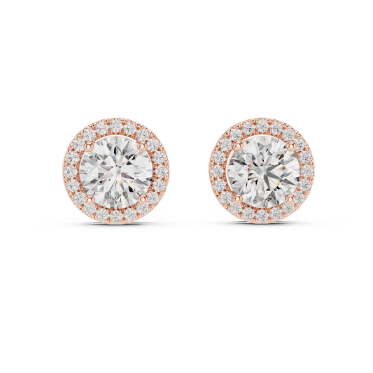 Round Cut Floating Halo Stud Earring - view 3