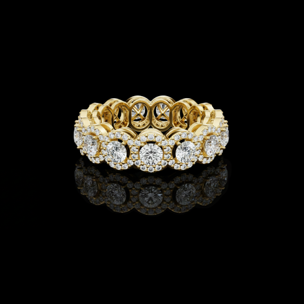 Round Lab Diamond Halo Eternity Band For Women