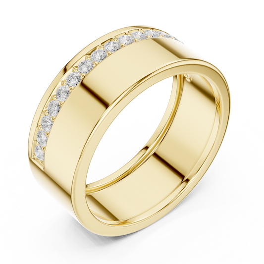 Round Cut Moissanite Men's Wide Channel Set Eternity Band - view 2