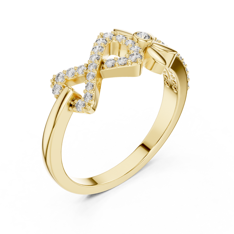 Round Cut Lab Diamond Infinity Floral Ring Pave Statement Band - view 2