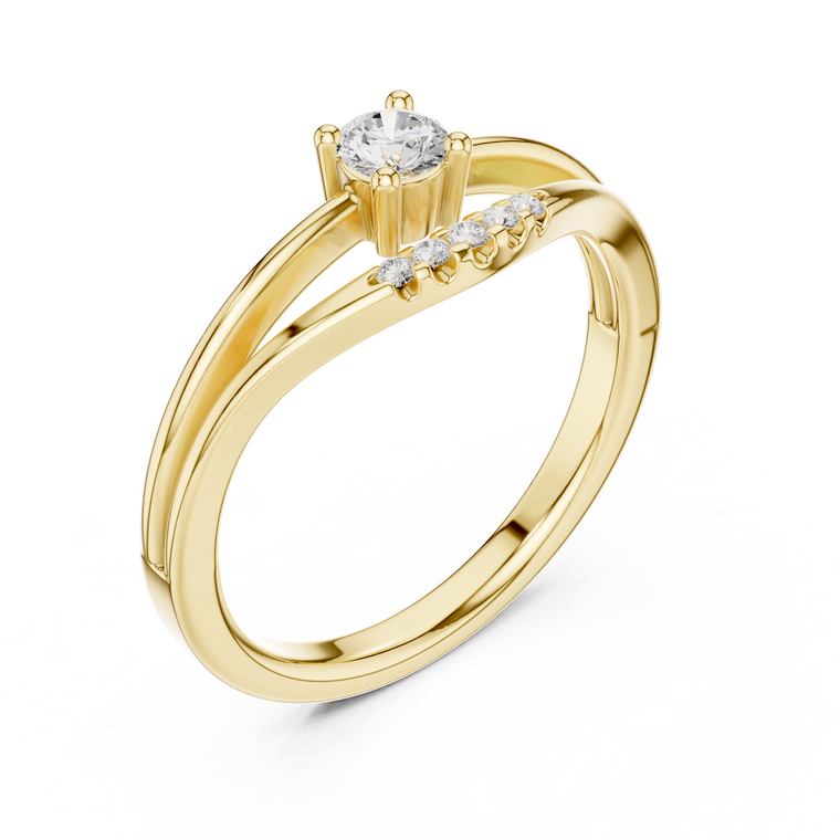 Round Cut Moissanite with Two Bypass Band Ring - view 2