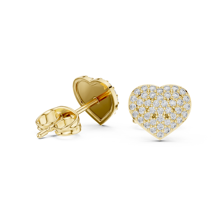 Heart Shape Round Pave Stud Earrings - view 2